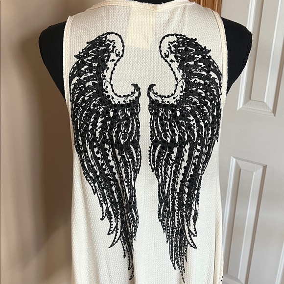 Vocal Tops - Vocal White and Black Angel Wings Tank Top